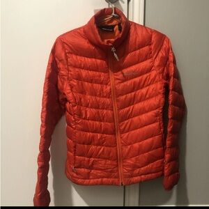 Ladies Marmot 800 Fill Blood Orange Puff Coat Small